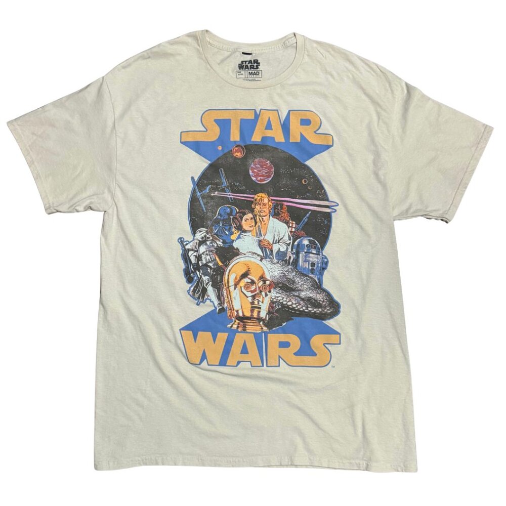 Men’s Star Wars T-Shirt XL Beige – MAD Engine Retro Graphic Tee